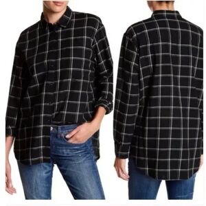 Madewell Classic Ex-Boyfriend Shirt XS Windowpane Plaid Oversized Cotton F5710